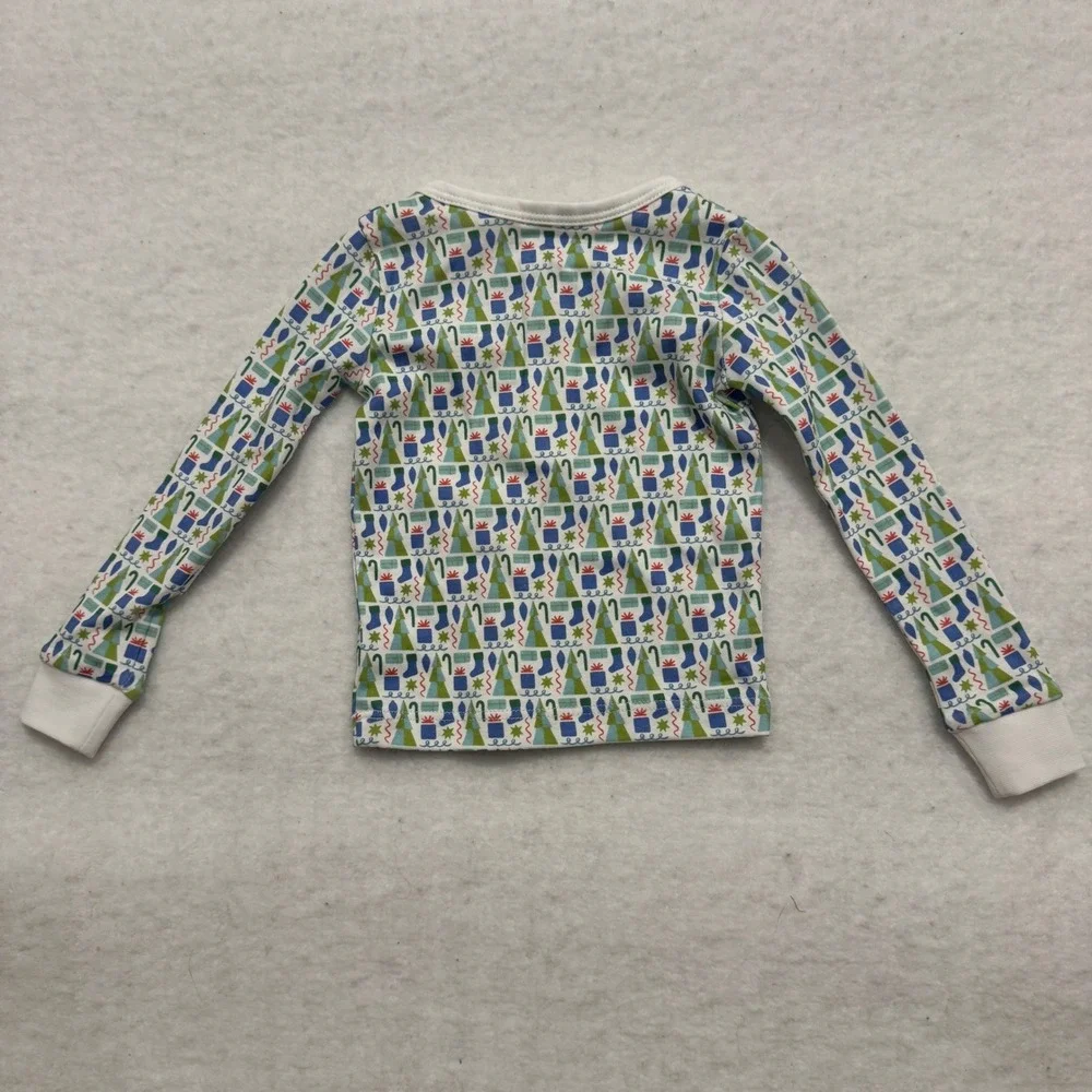 Lila and Hayes Kids Christmas Pima Cotton Henley Pajama Top Blue Green 6-12M NWT